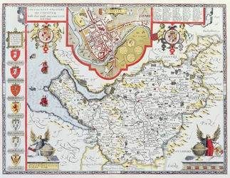 The Countye Palatine of Chester, graviert von Jodocus Hondius (1563-1612) aus John Speed